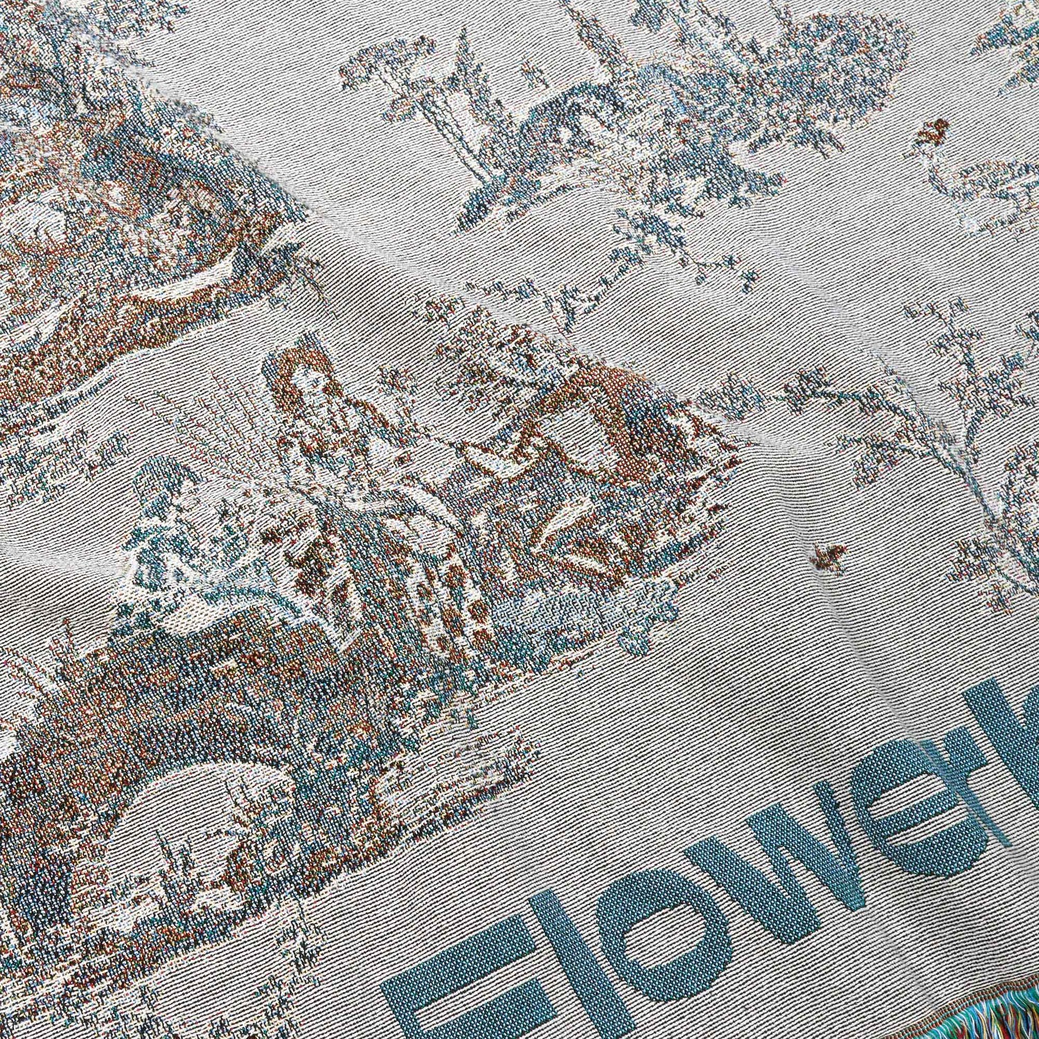 Flowerboy Project Toile Throw Blanket-White Detail