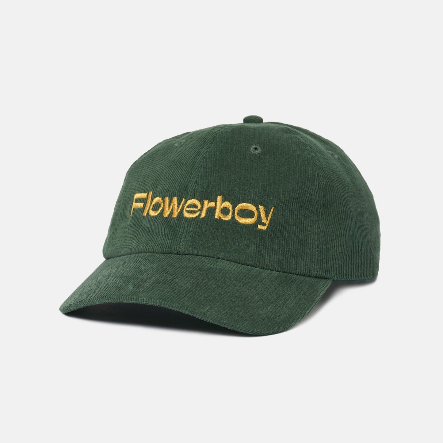 Flowerboy Project Embroidered Corduroy Cap | Green & Gold