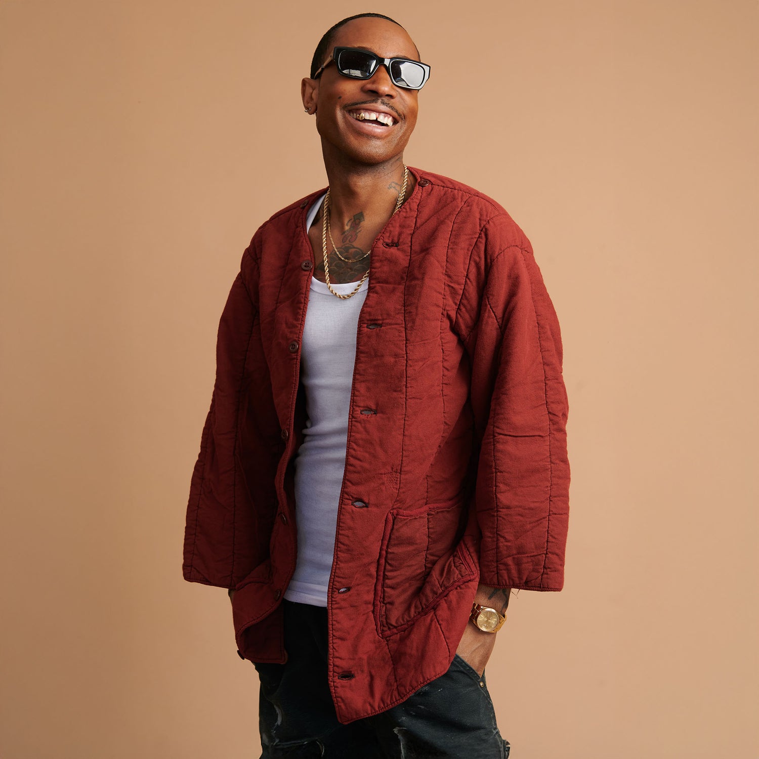 Flowerboy Project Vintage Quilted Long Liner | Burgundy