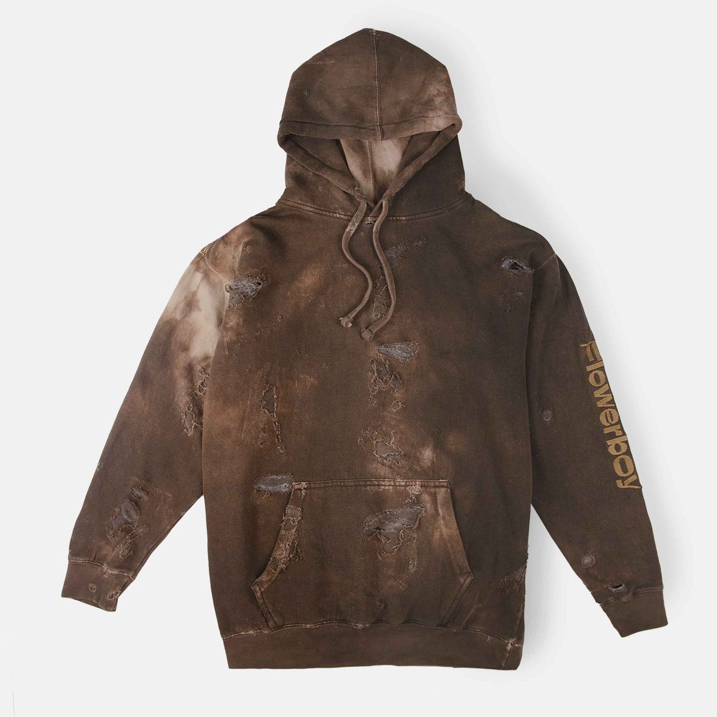 Flowerboy Project Ripped Hoodie Brown Front