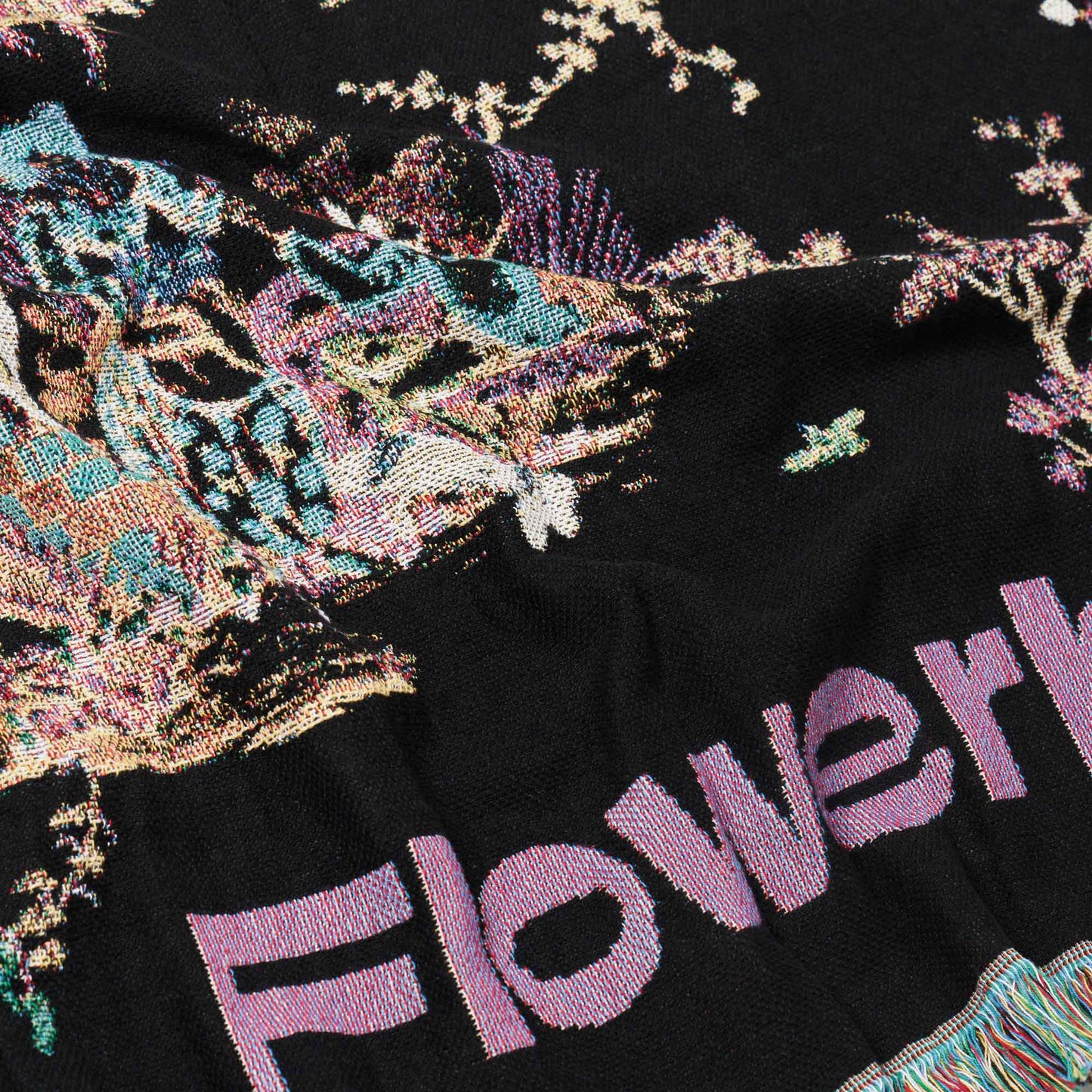 Flowerboy Project Toile Throw Blanket - Black - Detail
