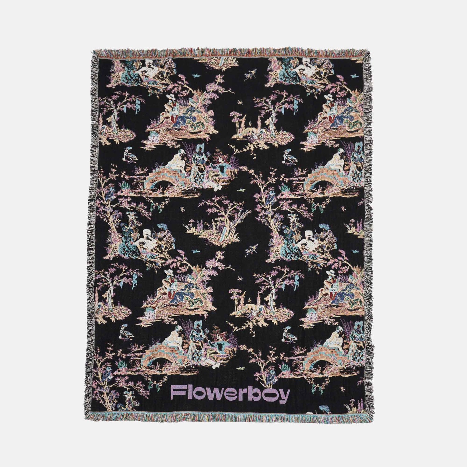 Flowerboy Project Toile Throw Blanket - Black