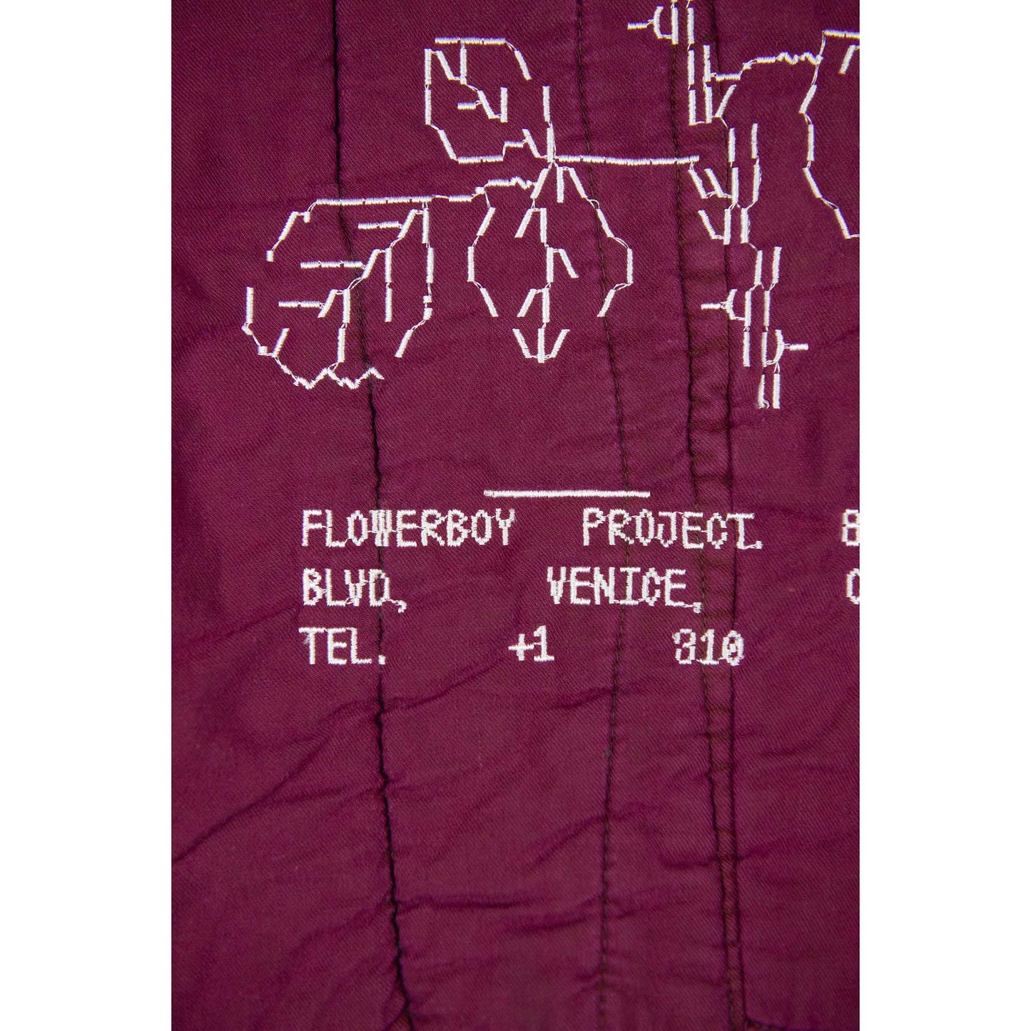 Flowerboy Project Vintage Quilted Liner Burgundy Embroidery Detail