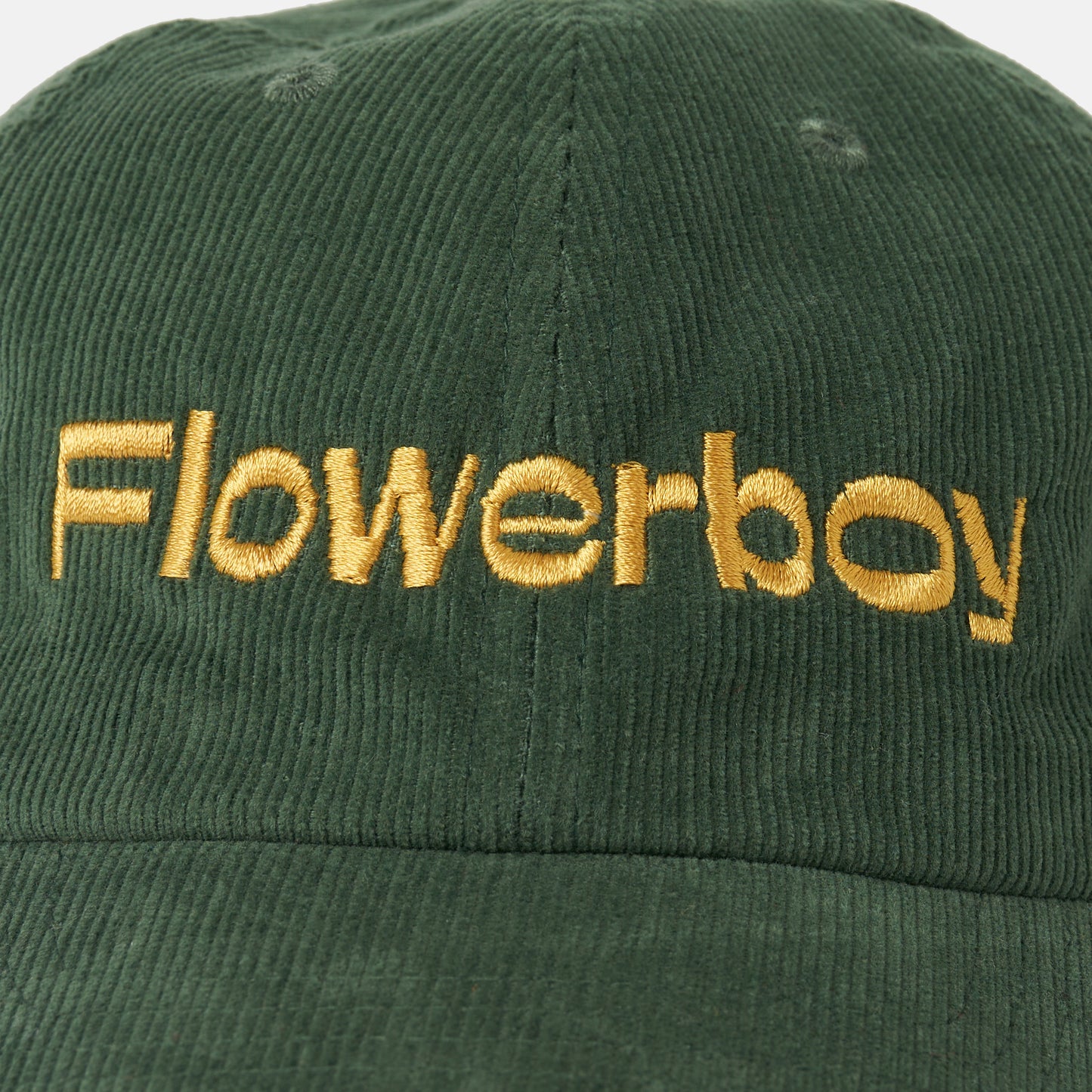 FLOWERBOY PROJECT EMBROIDERED CORDUROY CAP | GREEN - Front Detail