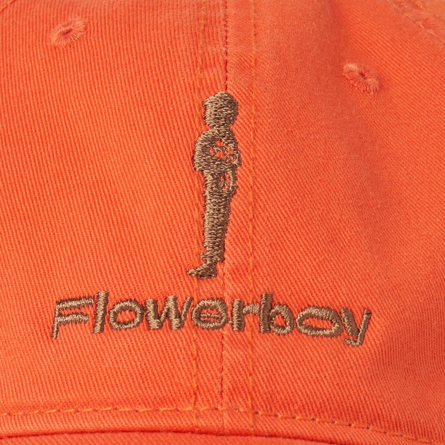 FLOWERBOY PROJECT EMBROIDERED LOGO DAD HAT | ORANGE & BRONZE - DETAIL