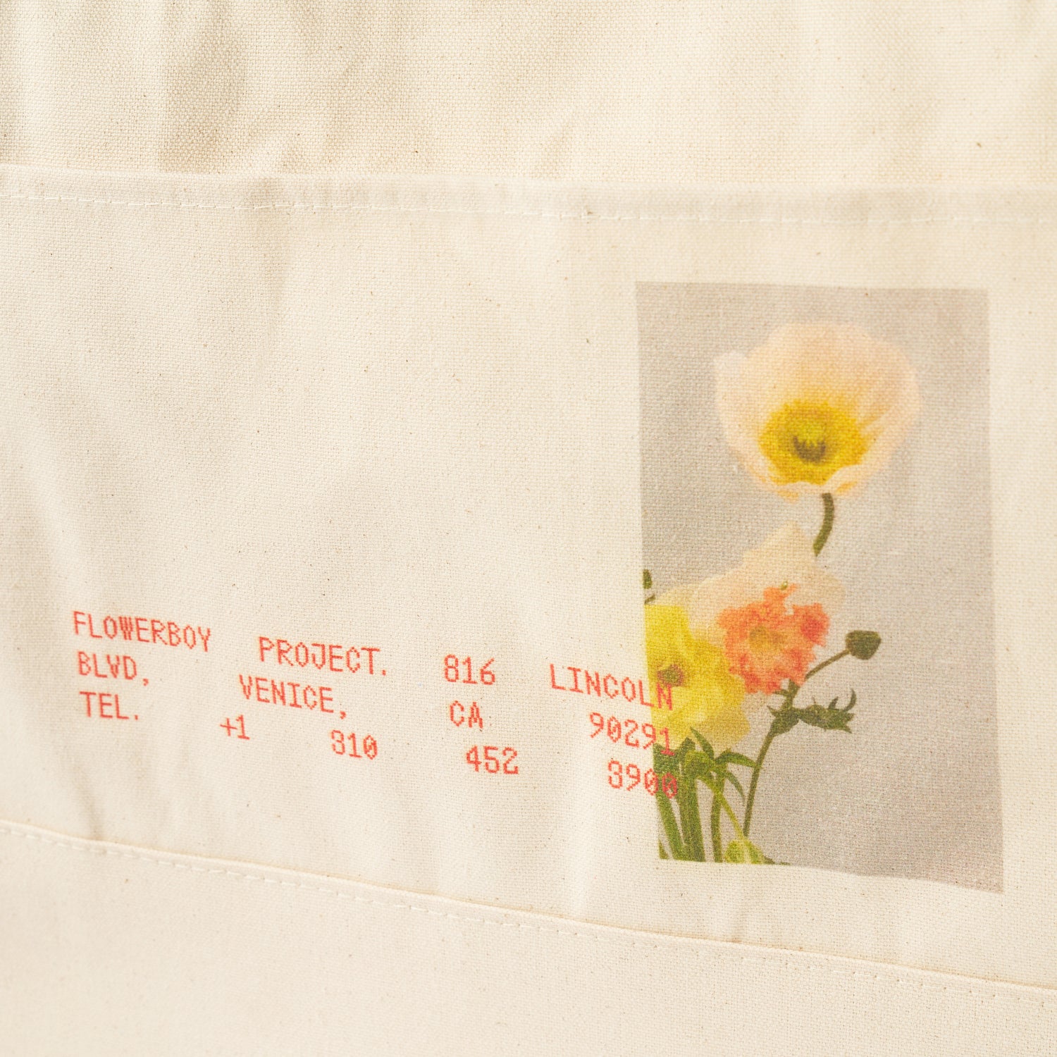 Flowerboy Project Canvas Tote Bag | Orange Poppy - Detail